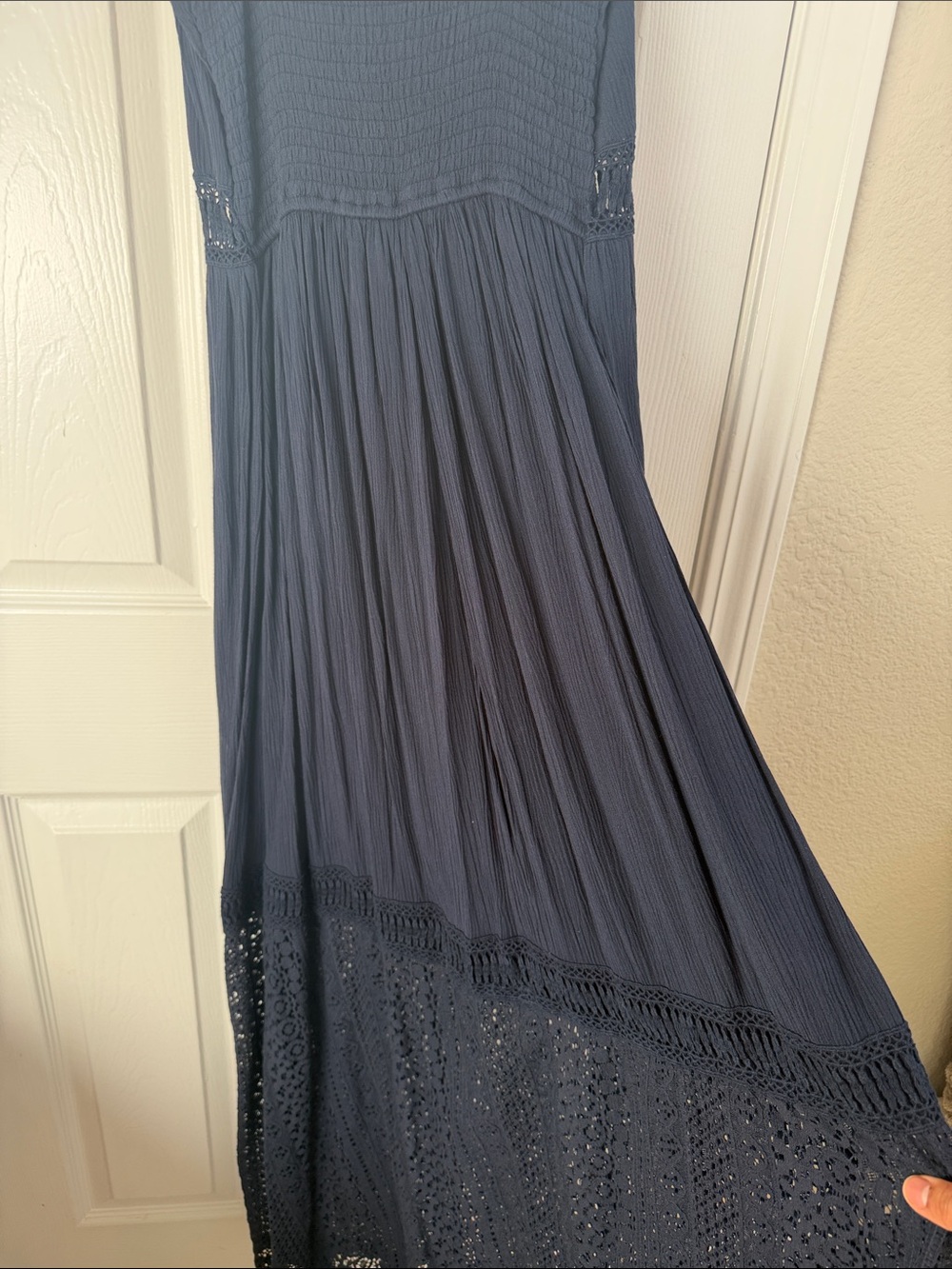 Abercrombie & Fitch Navy Crochet-Trim Maxi Dress - Picture 6 of 8